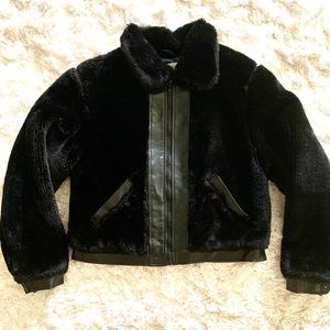 Newport News Black Faux Fur Moto Jacket S